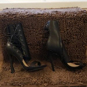 NWT Black lace up heals